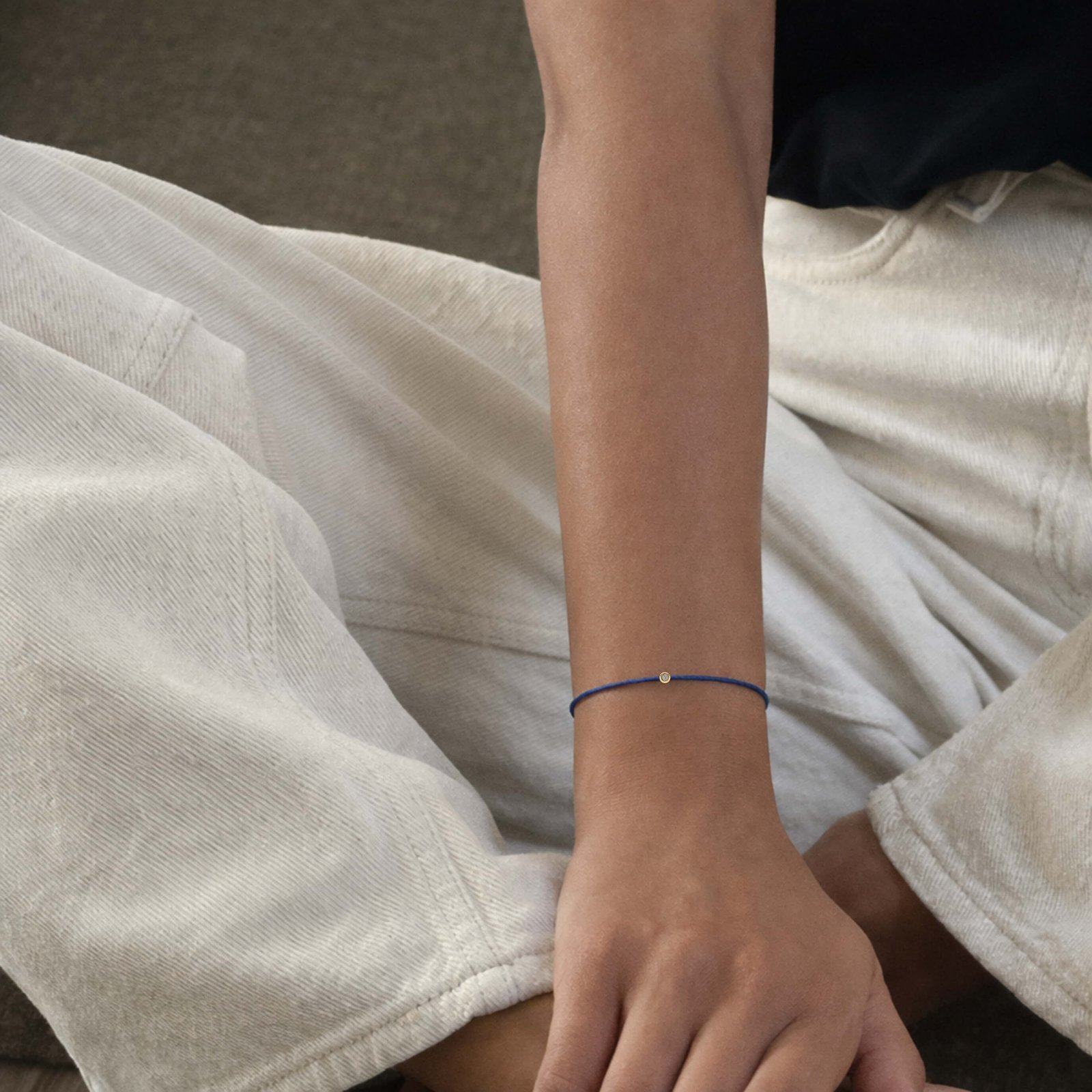 Blauwe Diamant String Armband