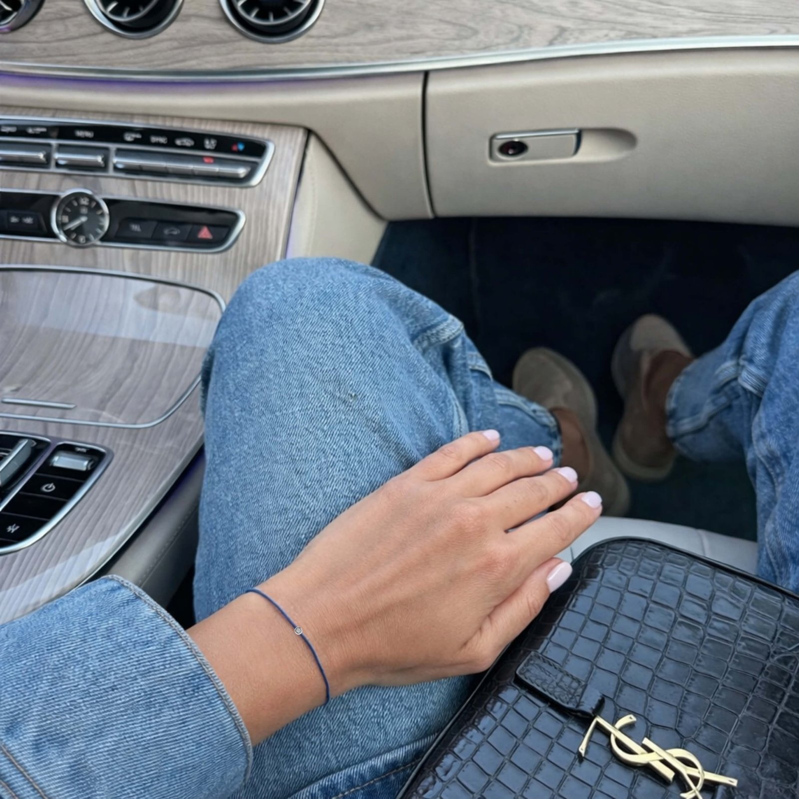 Blauwe Diamant String Armband