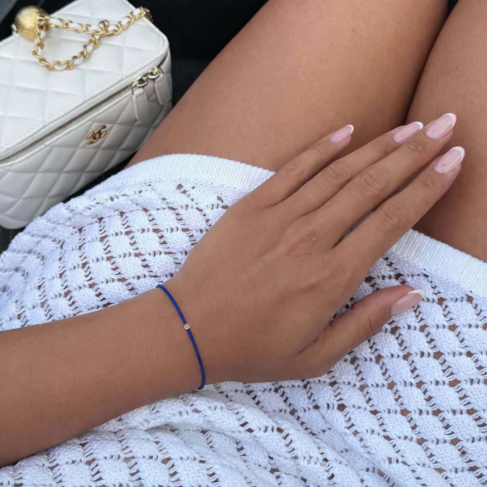 Blauwe Diamant String Armband