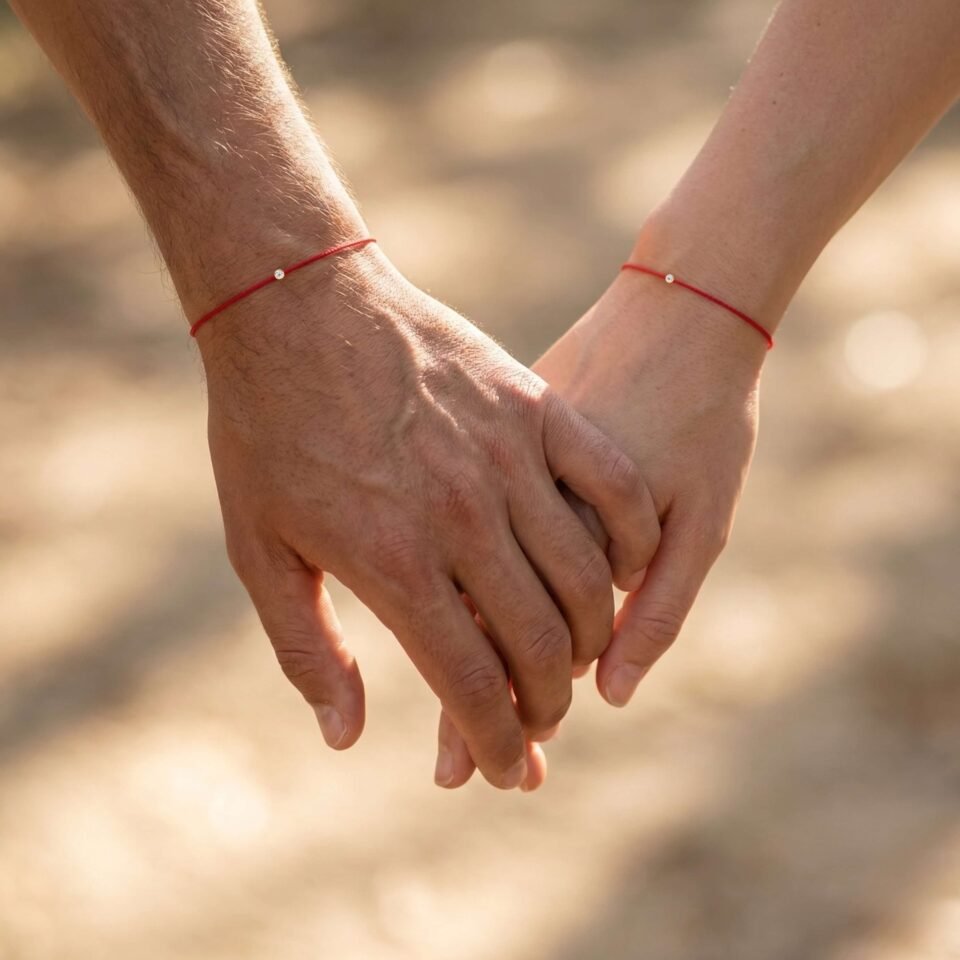 Stringarmband med röda diamanter