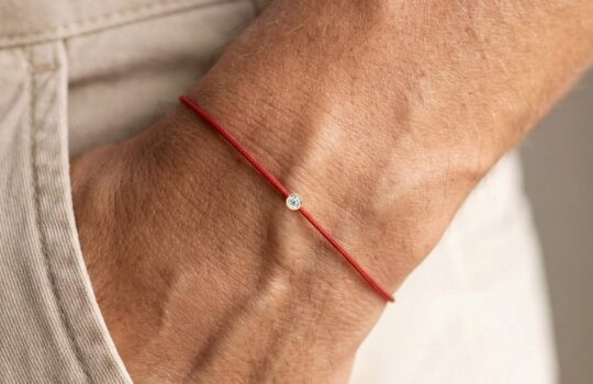 Men's Red Diamond String Bracelet