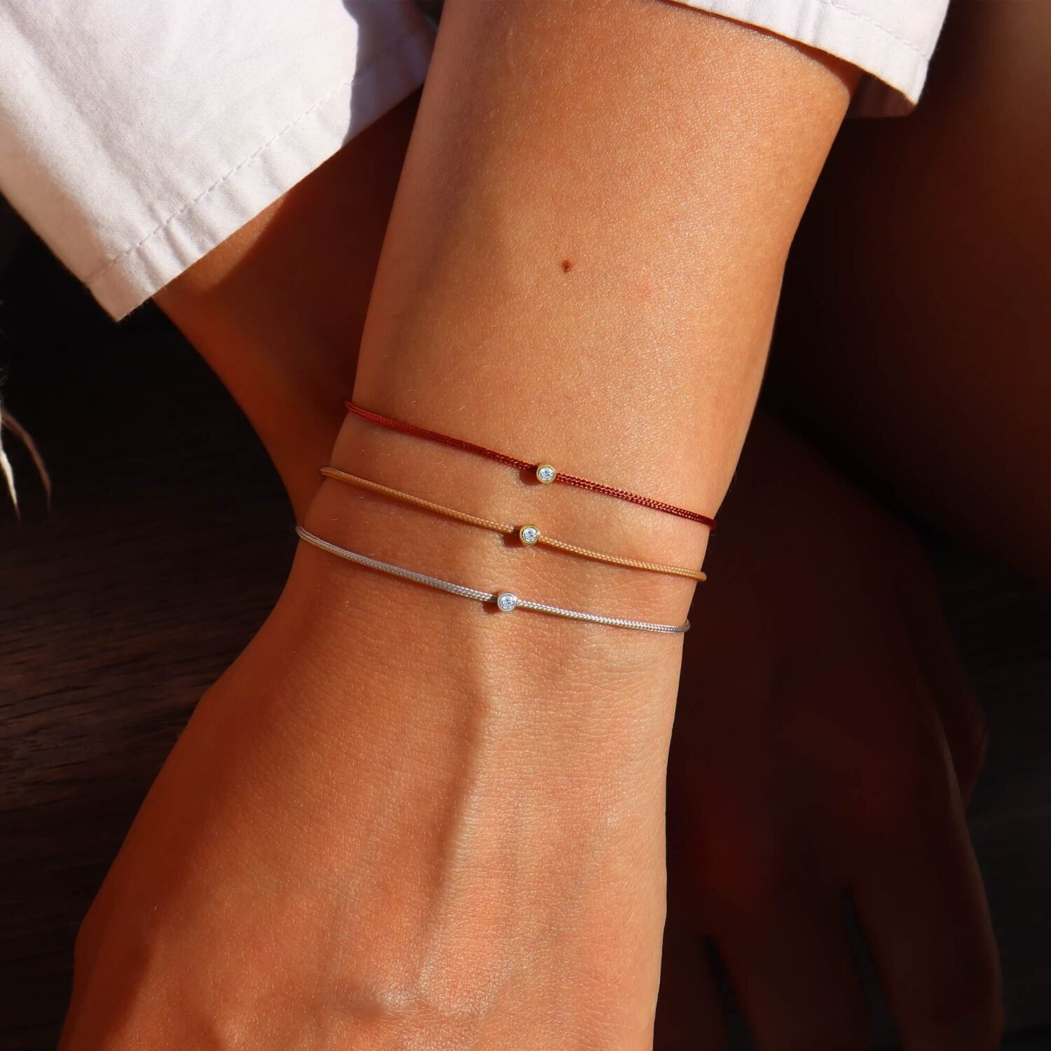 Salmon Diamond String Bracelet