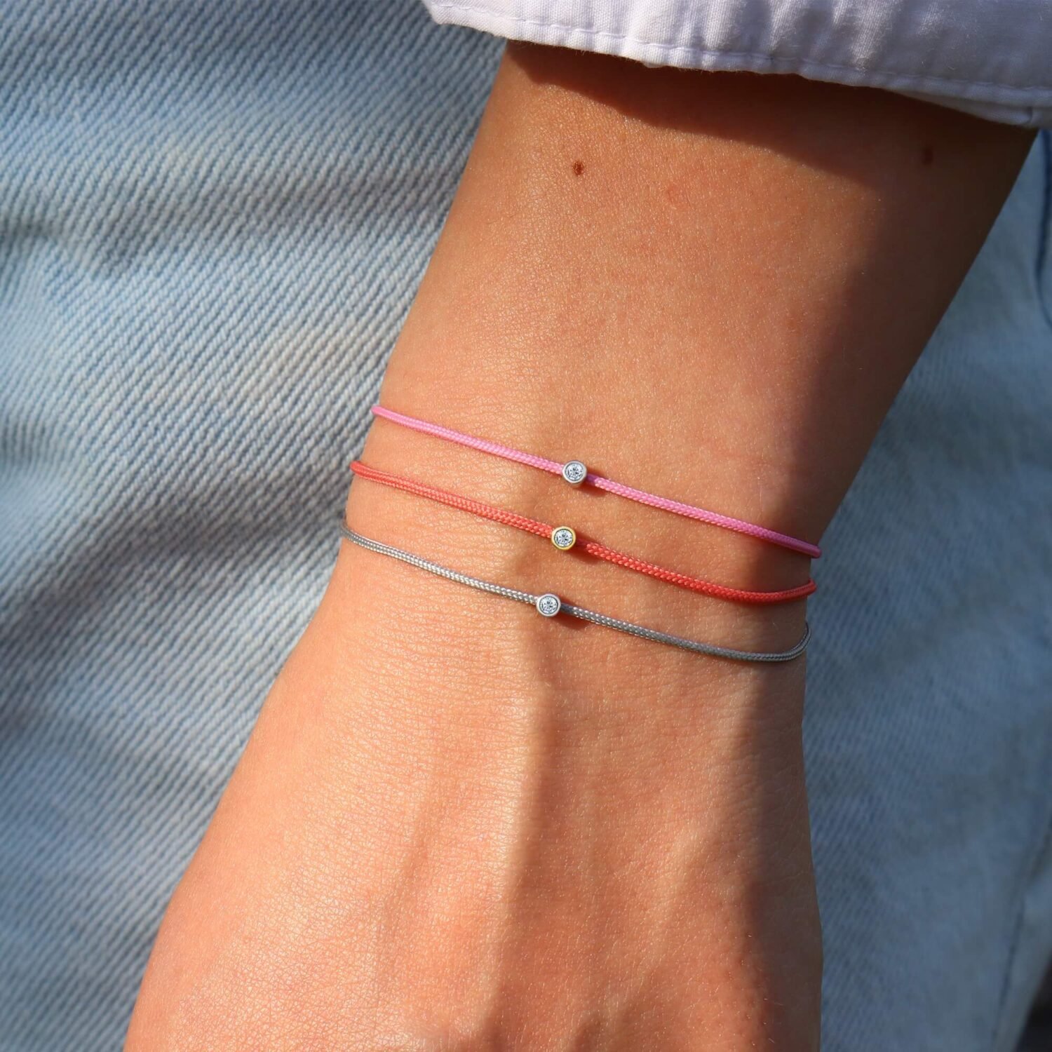 Salmon Diamond String Bracelet