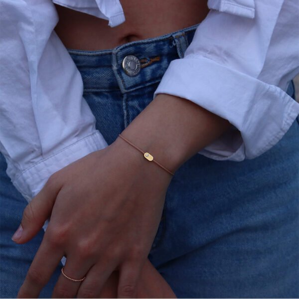 "Plate" Diamond Copper String Bracelet