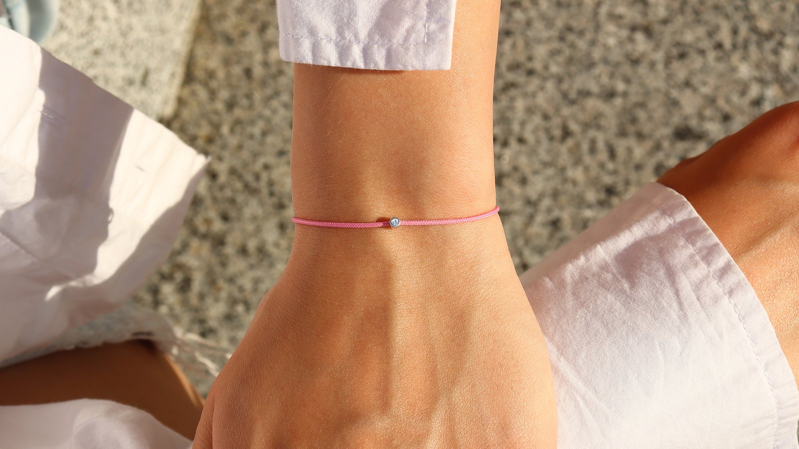 Pink diamond string bracelet