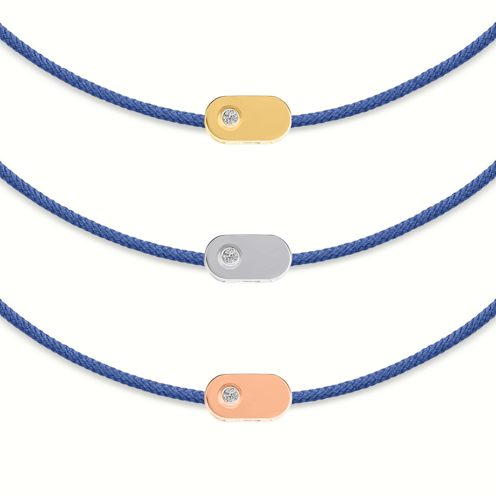 "Plate" Diamond Blue String Bracelet