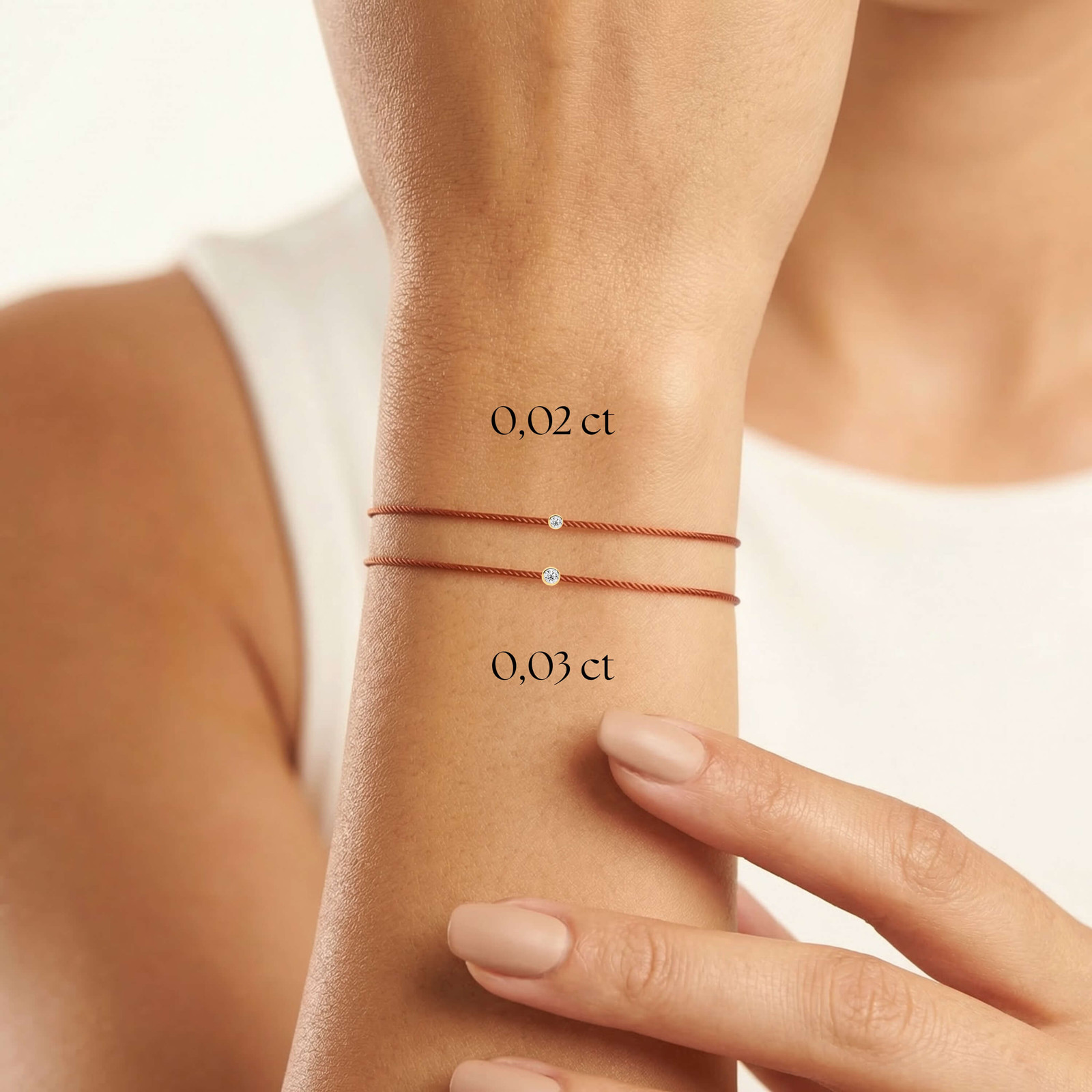 Kupfernes Diamant-Fadenarmband