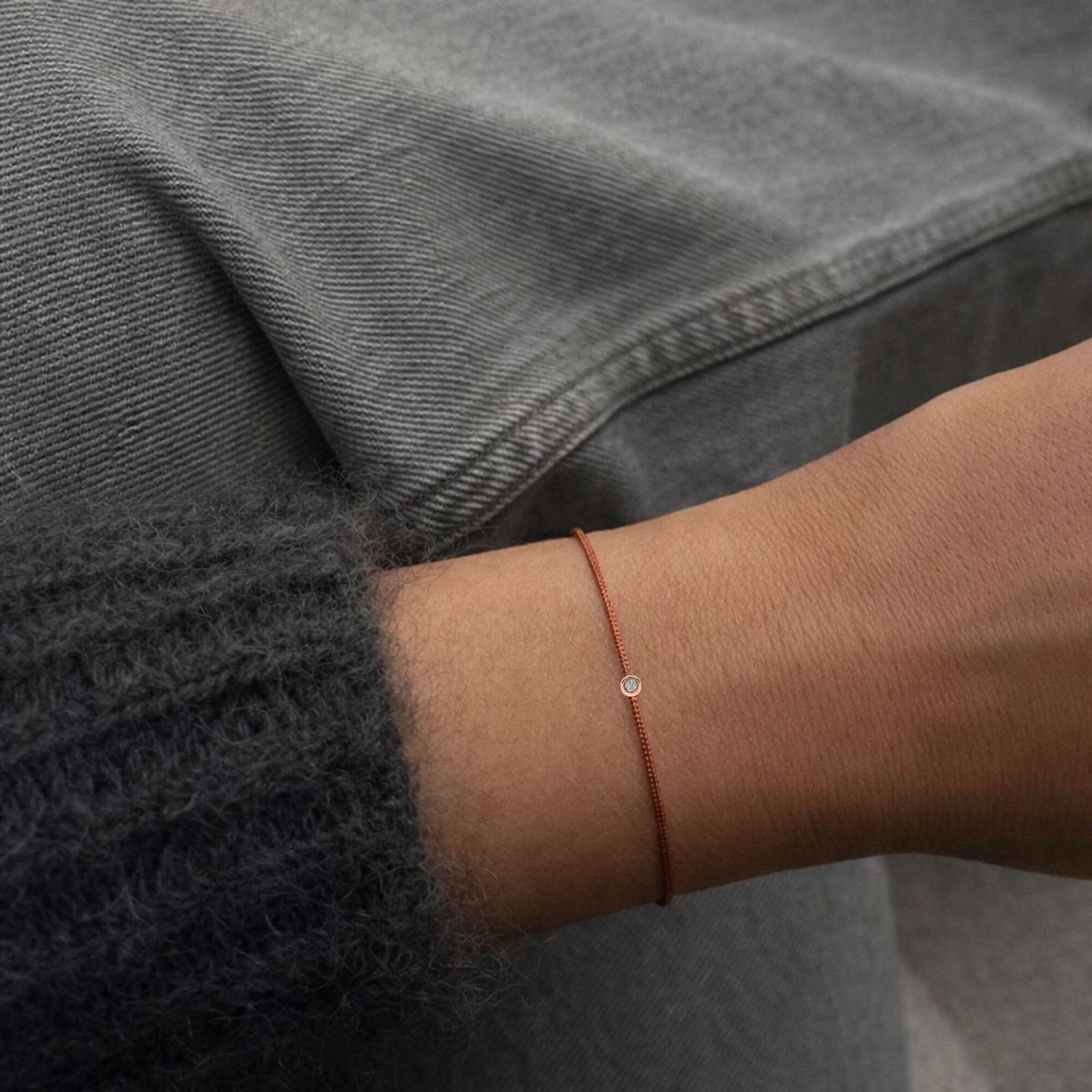 Kupfernes Diamant-Fadenarmband