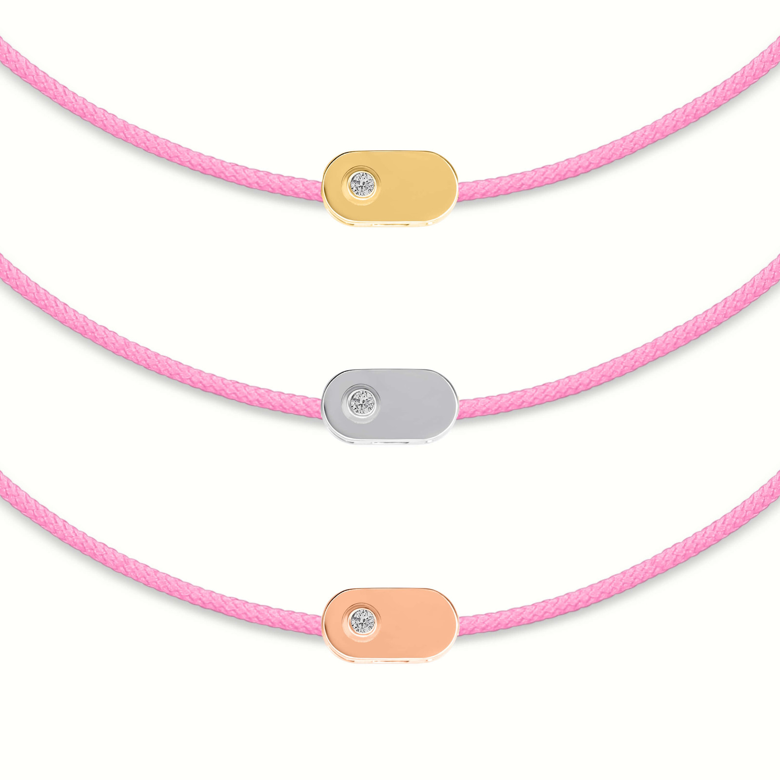 "Plate" Diamant-Rosa-String-Armband