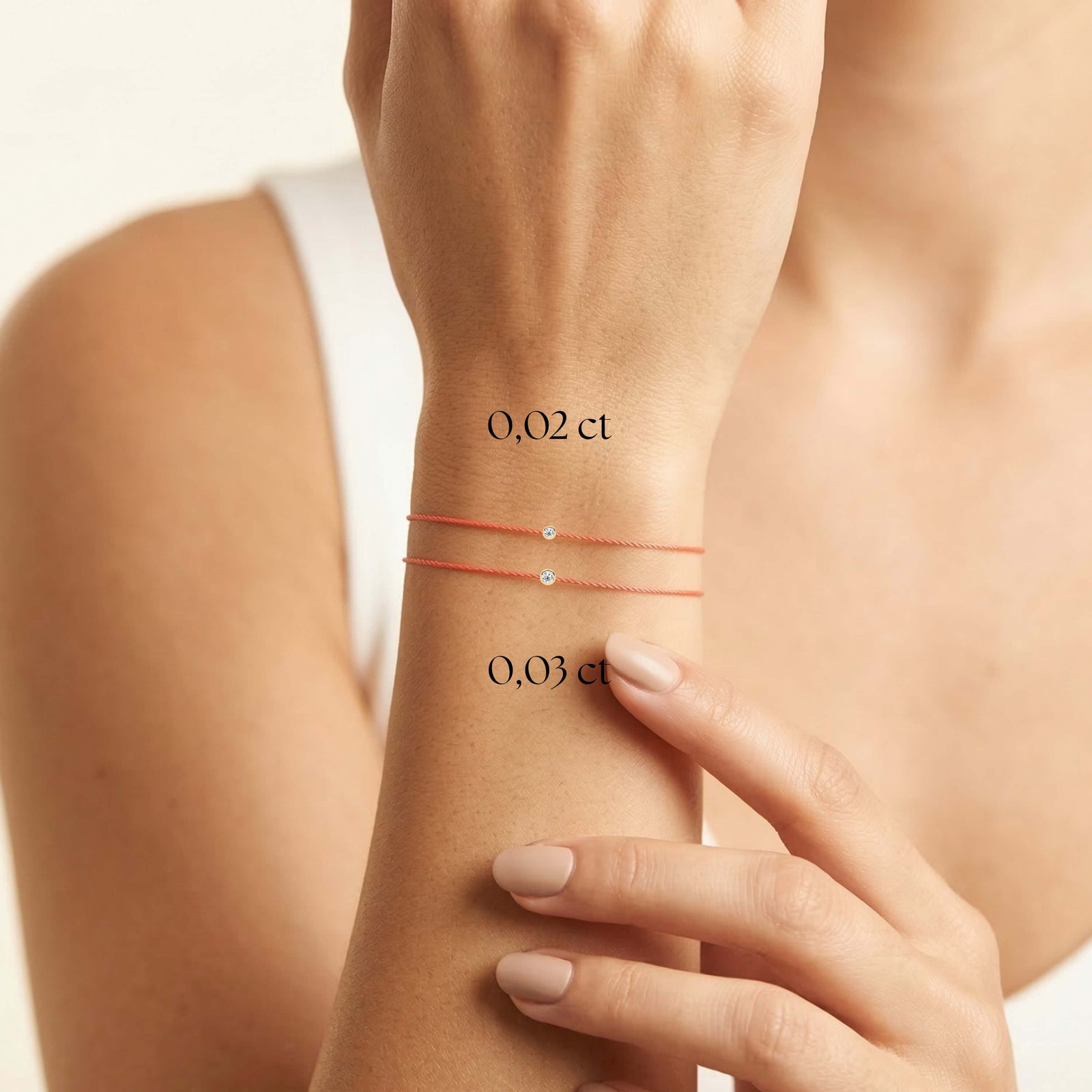 Salmon Diamond String Bracelet