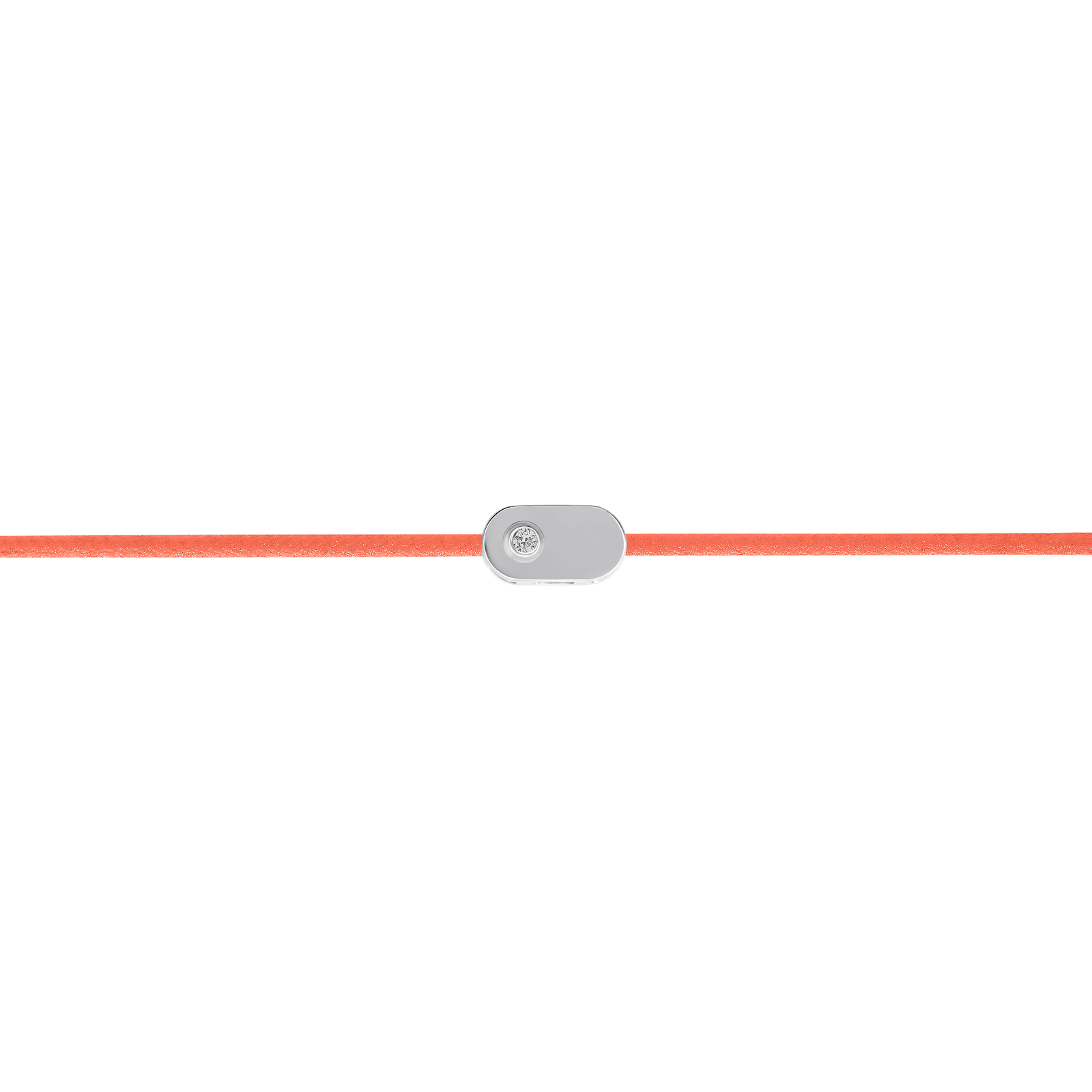 “Plate” Diamond Salmon String Bracelet in White Gold