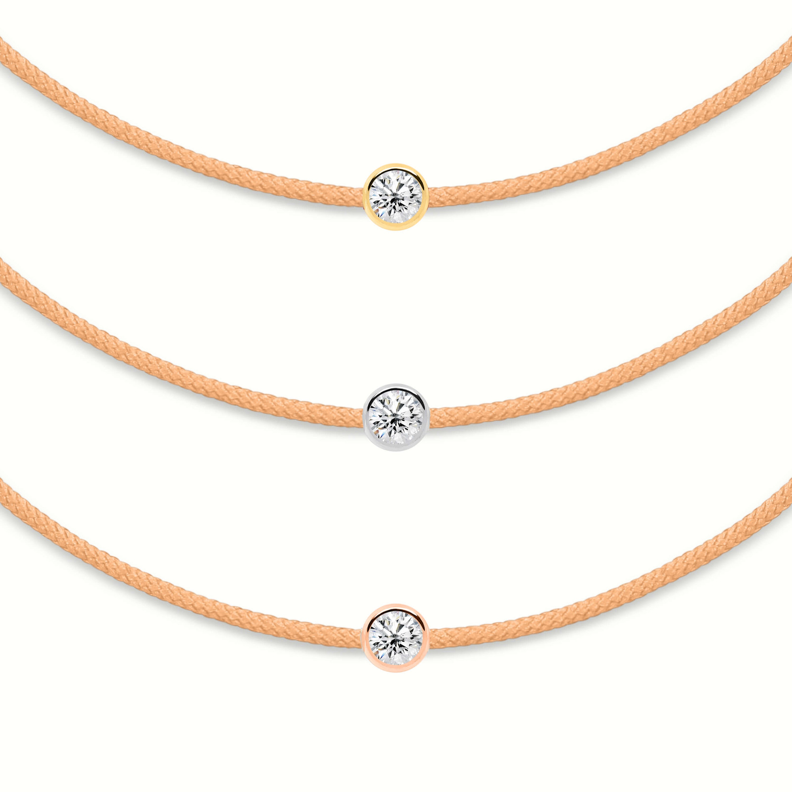 Piaskowa bransoletka na sznurku z diamentem