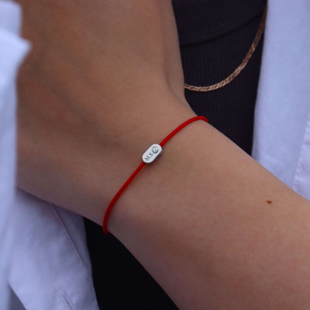 "Plate" Diamond Black String Bracelet