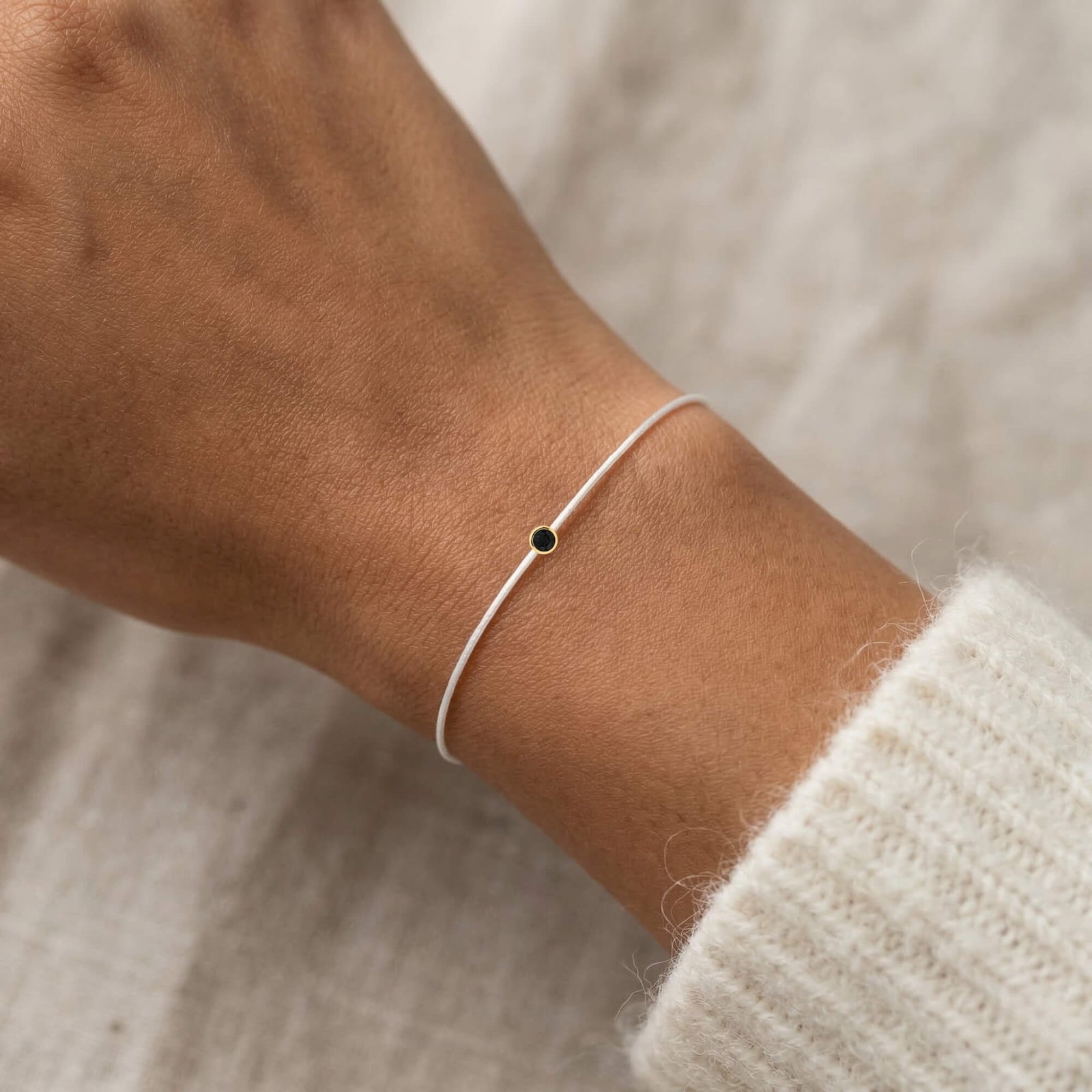 Black Diamond White String Bracelet