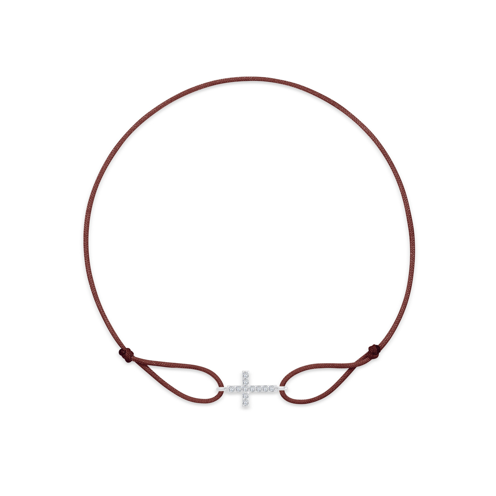 "Cross" Brown Diamond String Bracelet