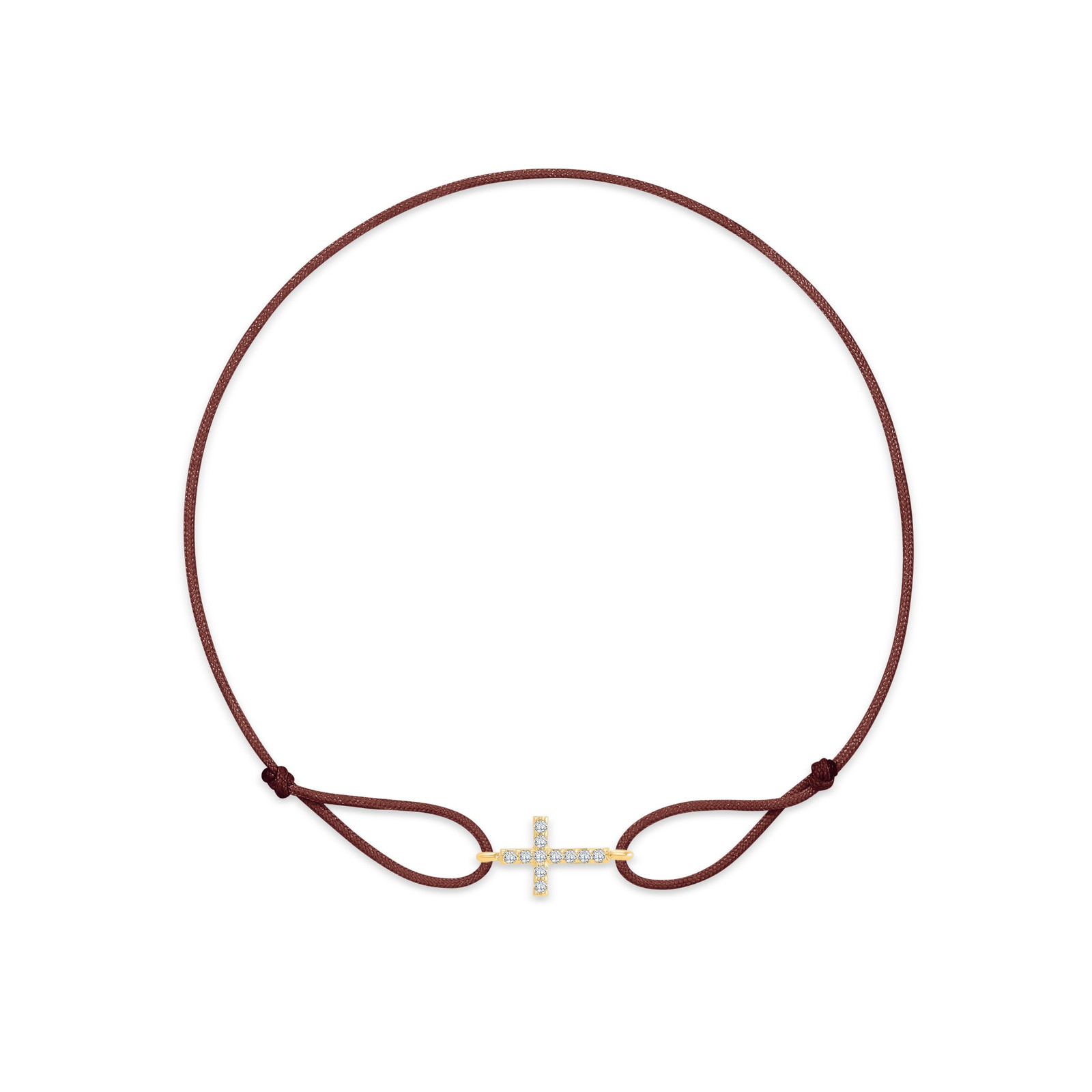 "Cross" Brown Diamond String Bracelet