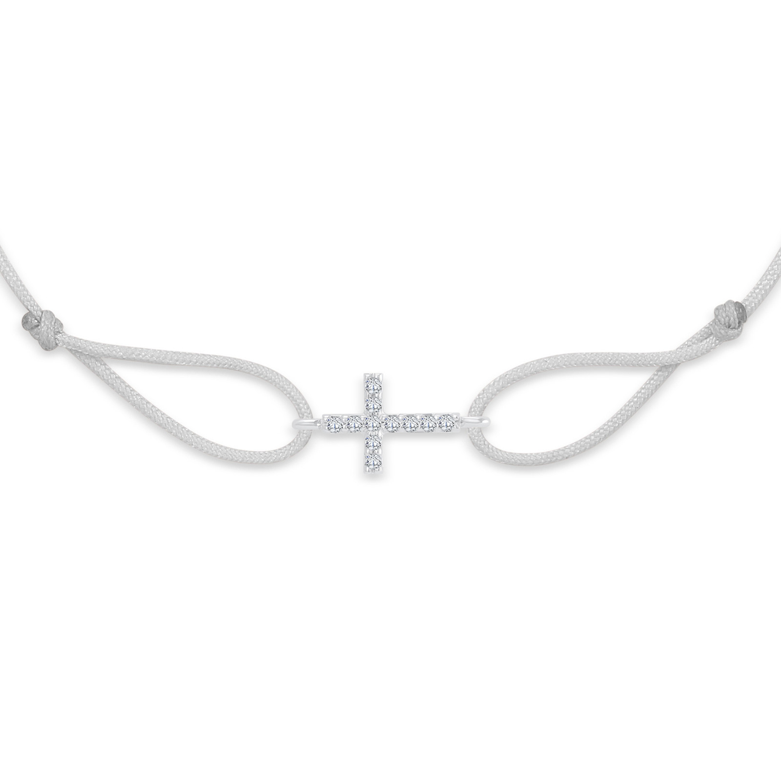 "Cross" Grey Diamond String Bracelet