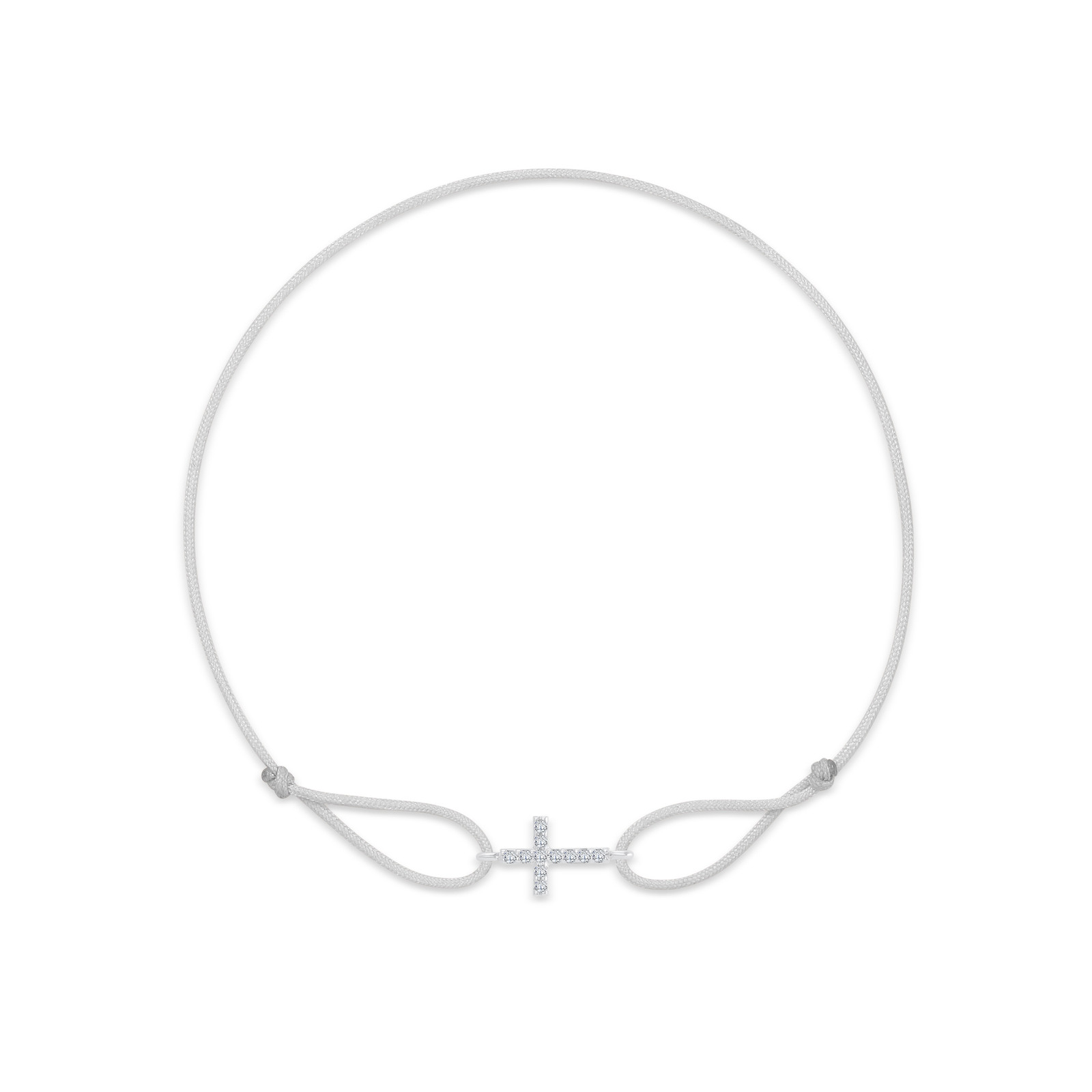 "Cross" Grey Diamond String Bracelet