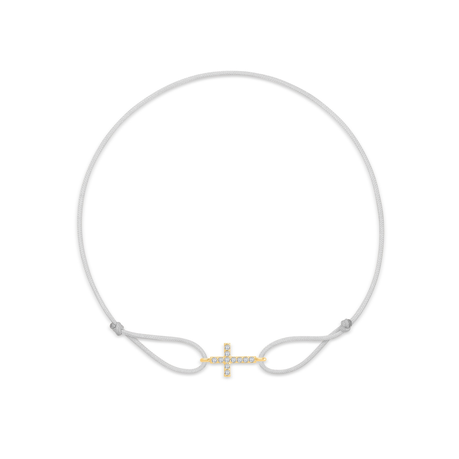 "Cross" Grey Diamond String Bracelet