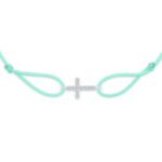 "Cross" Mint Green Diamond String Bracelet
