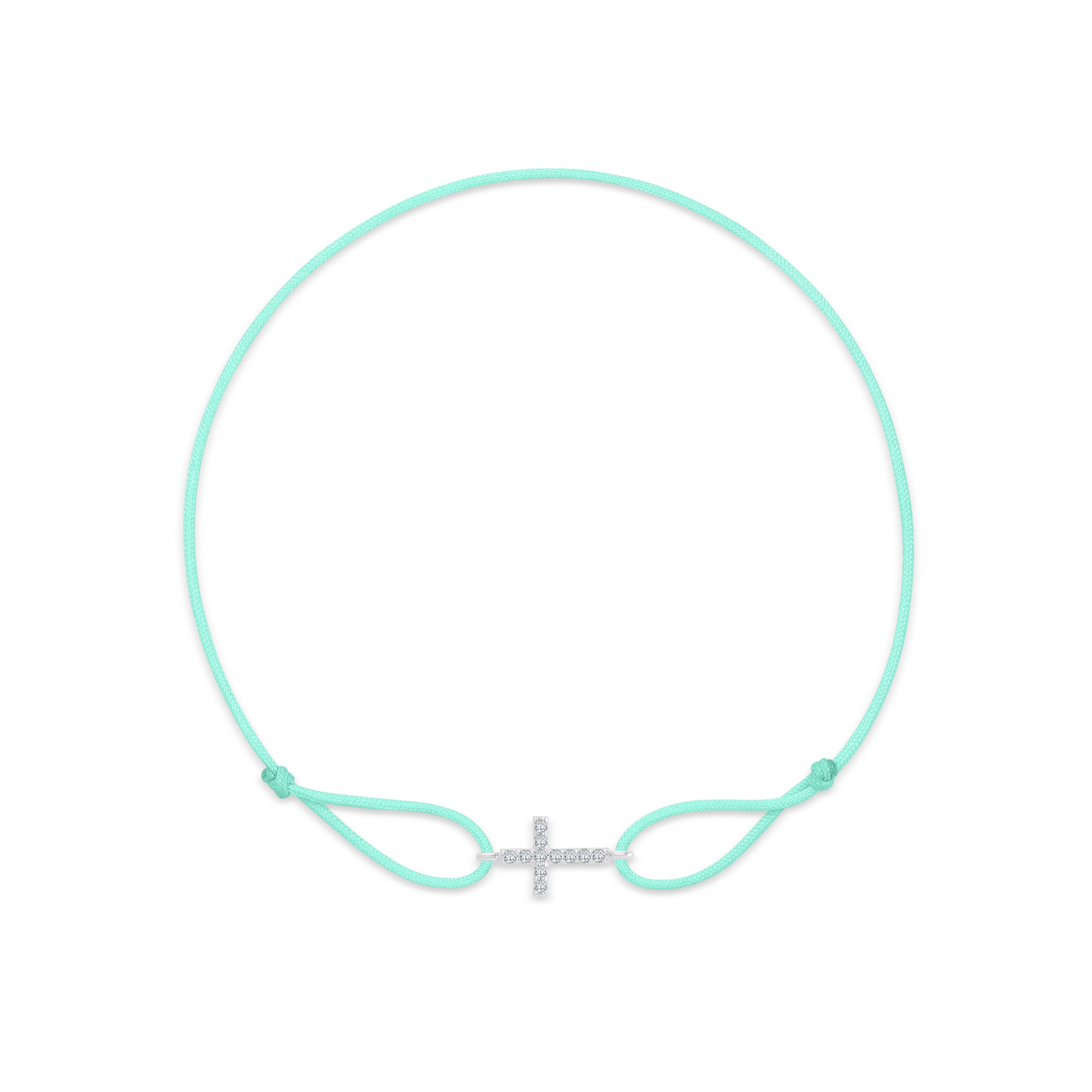 "Cross" Mint Green Diamond String Bracelet