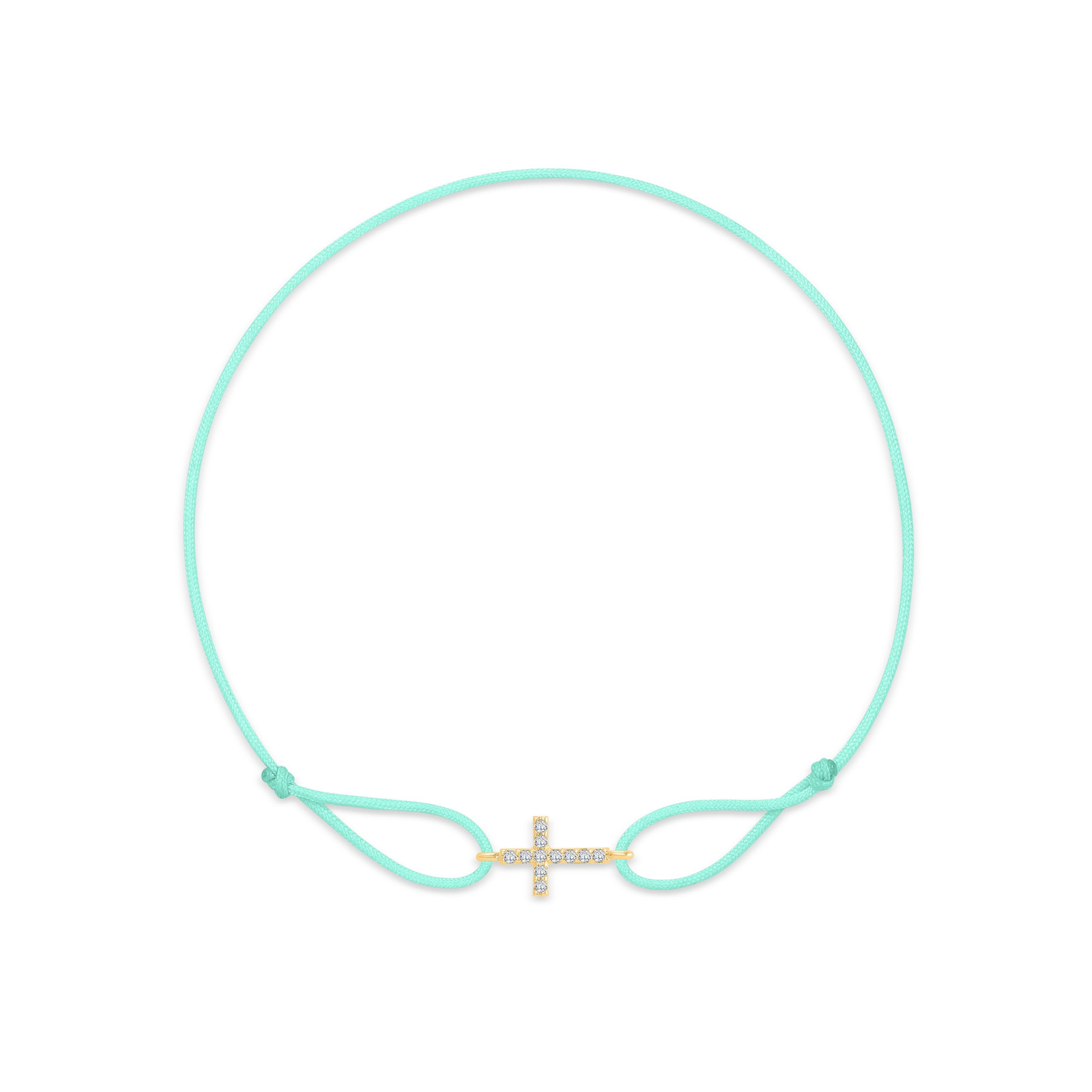 "Cross" Mint Green Diamond String Bracelet