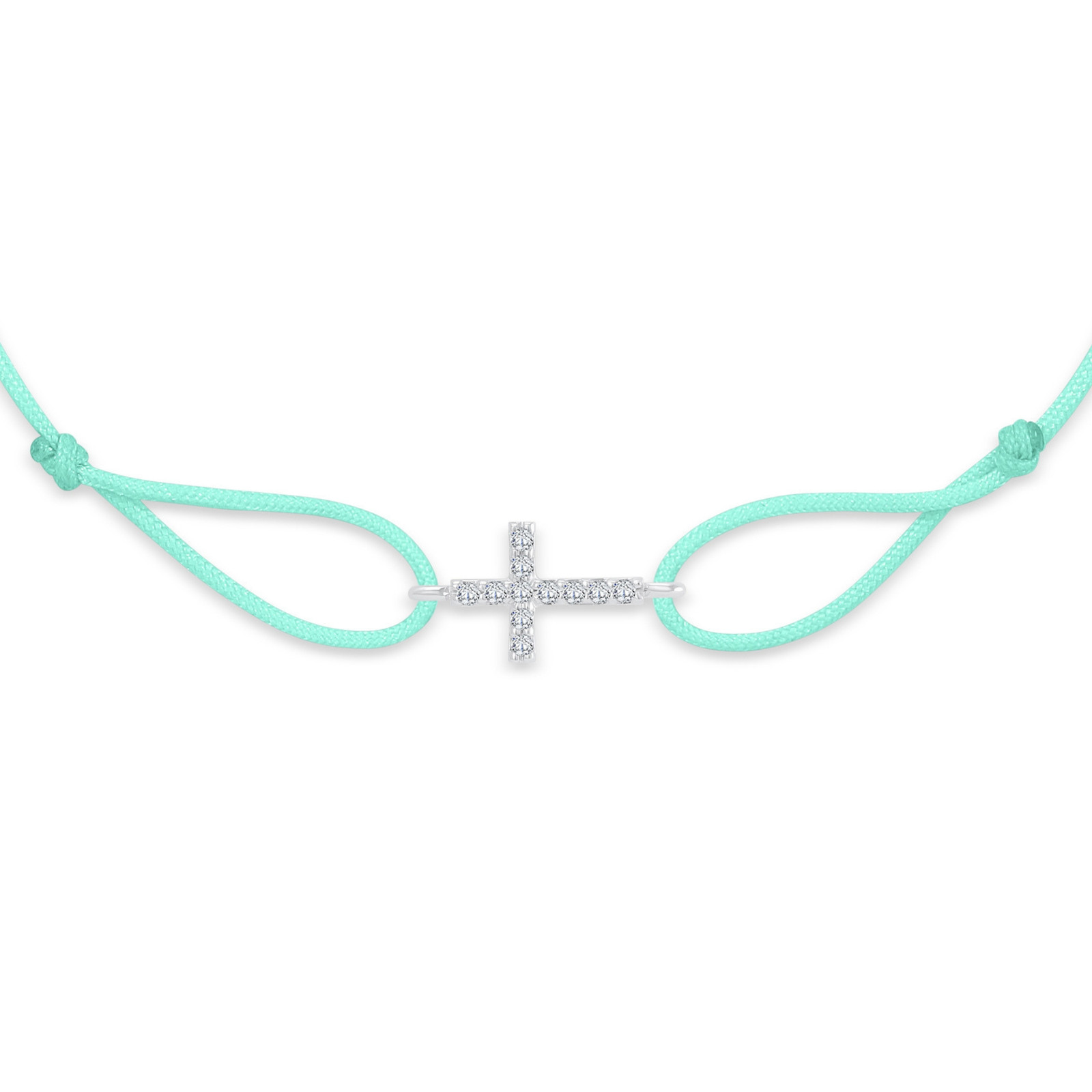 "Cross" Mint Green Diamond String Bracelet