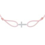 "Cross" Baby Pink Diamond String Bracelet