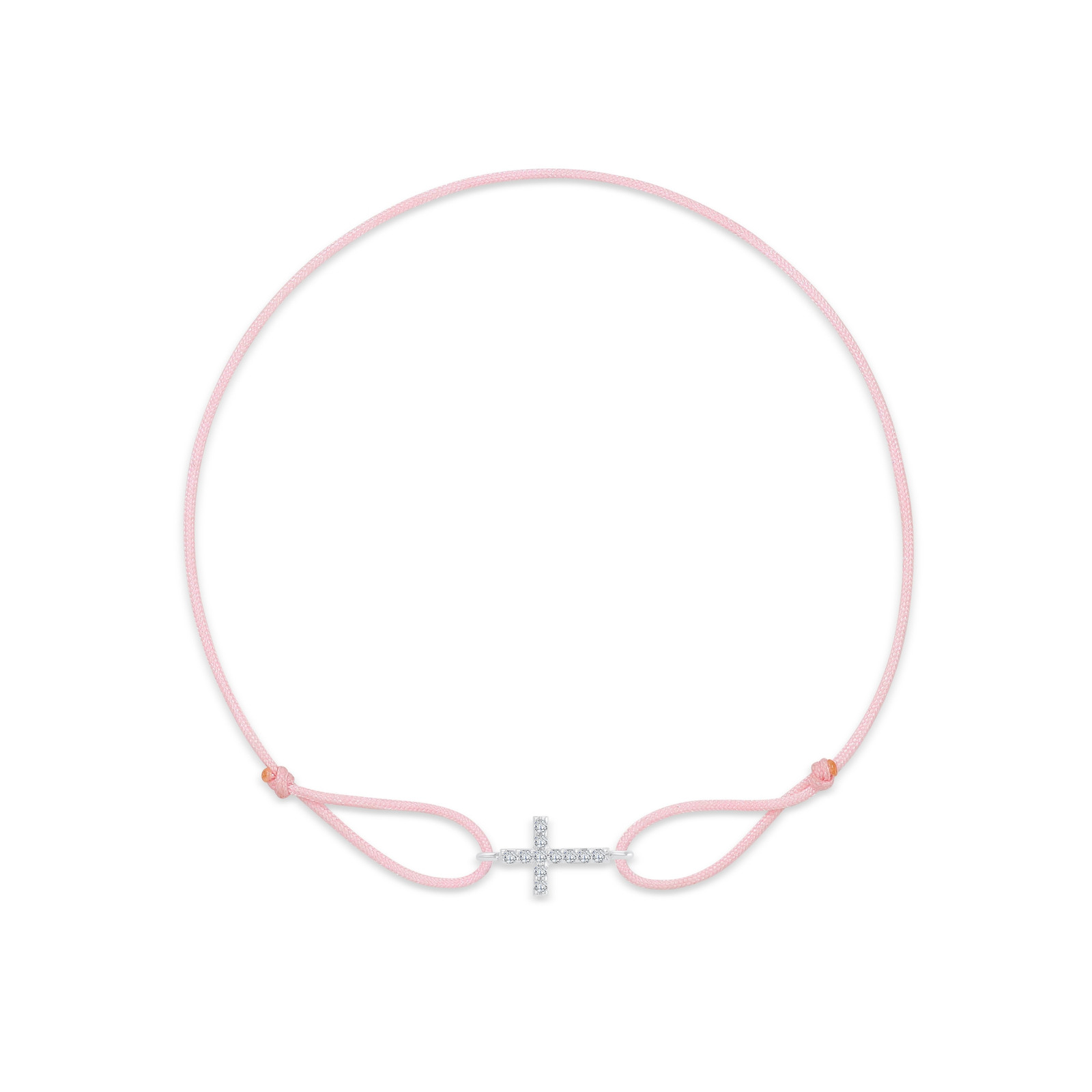 "Cross" Baby Pink Diamond String Bracelet