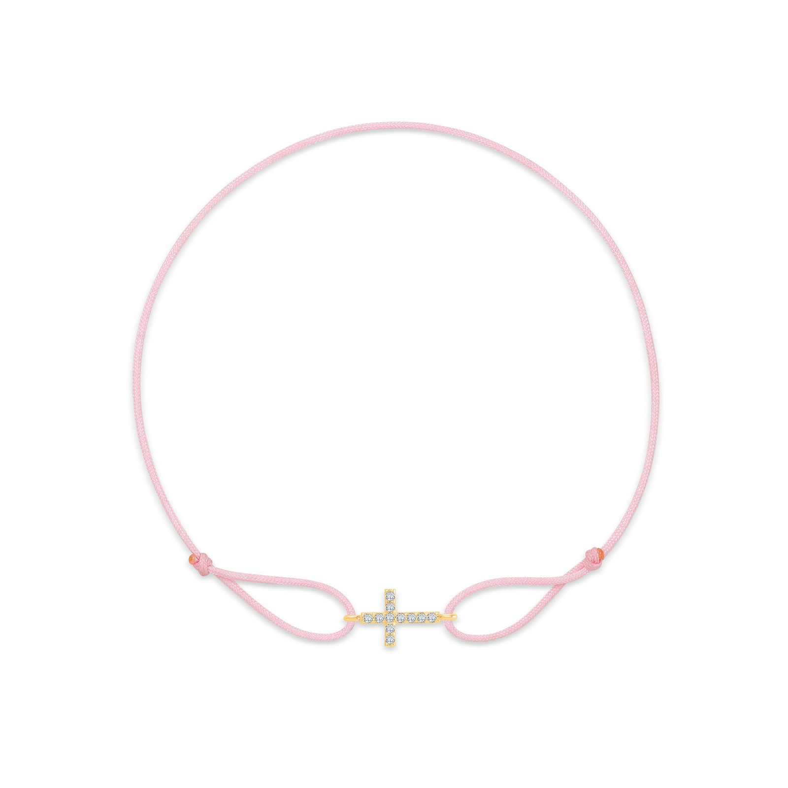 "Cross" Baby Pink Diamond String Bracelet