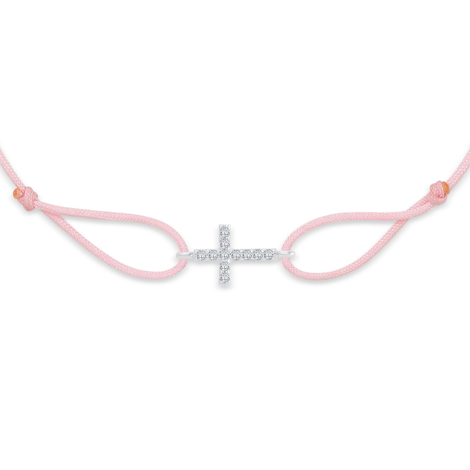 "Cross" Baby Pink Diamond String Bracelet