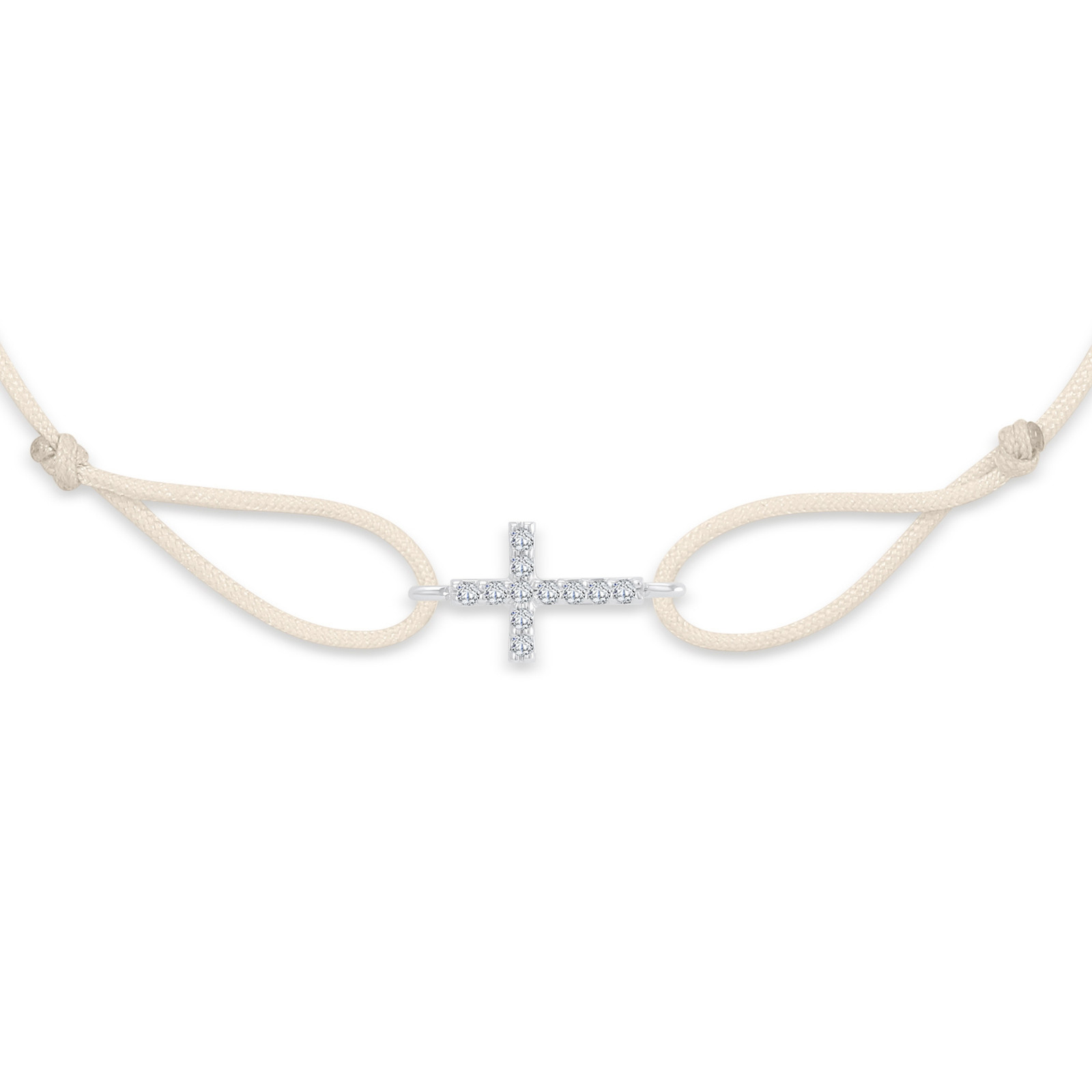 "Cross" White Diamond String Bracelet