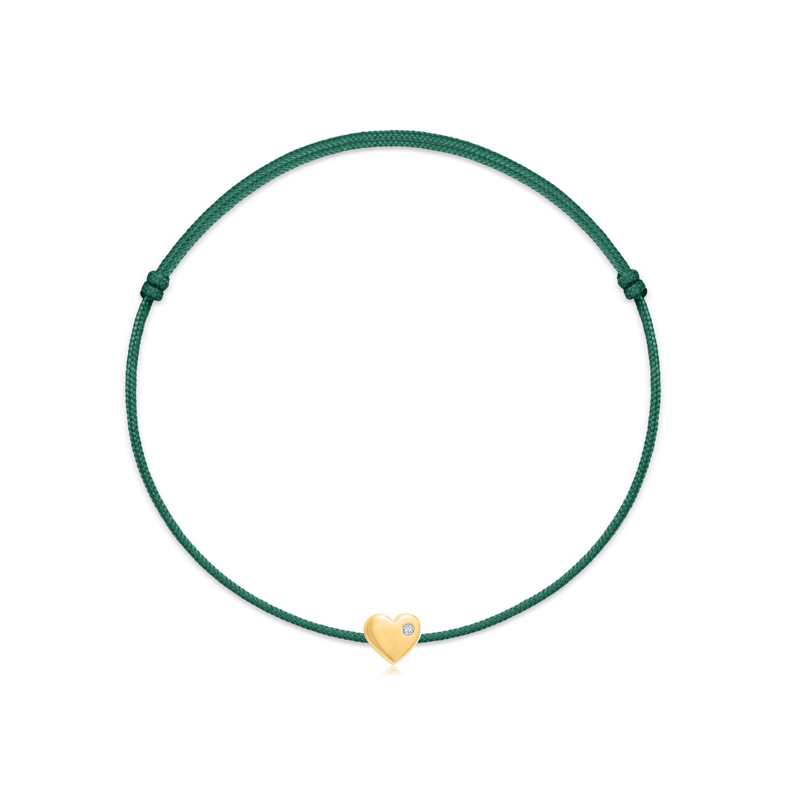 "Heart" Diamond Green String Bracelet