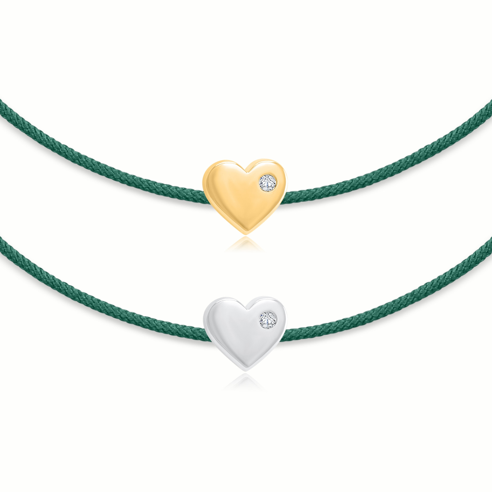 "Heart" Diamond Green String Bracelet