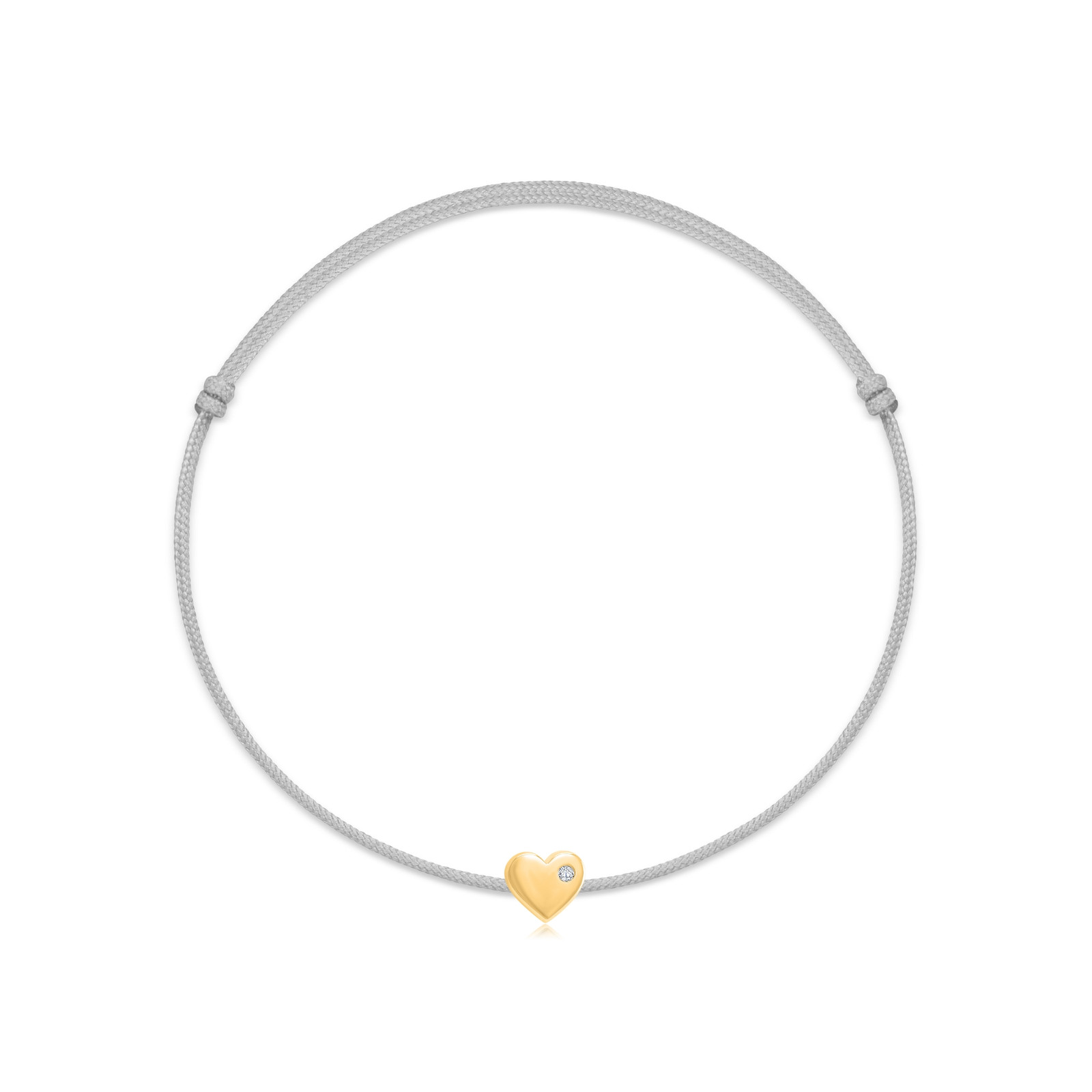 "Bracciale a cordoncino grigio con diamanti "Heart"