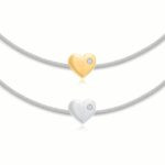 "Bracciale a cordoncino grigio con diamanti "Heart"