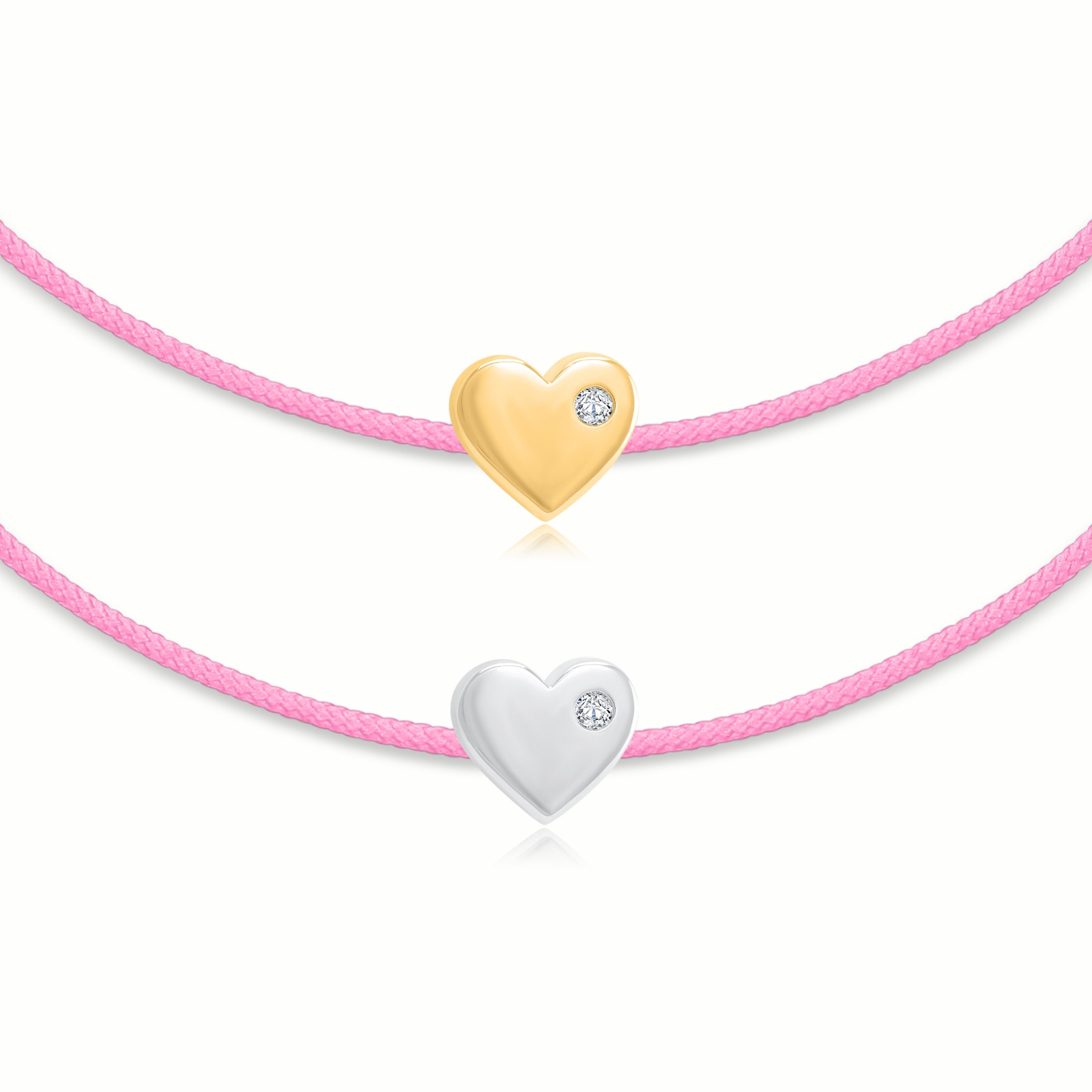 "Heart" Diamond Pink String Bracelet