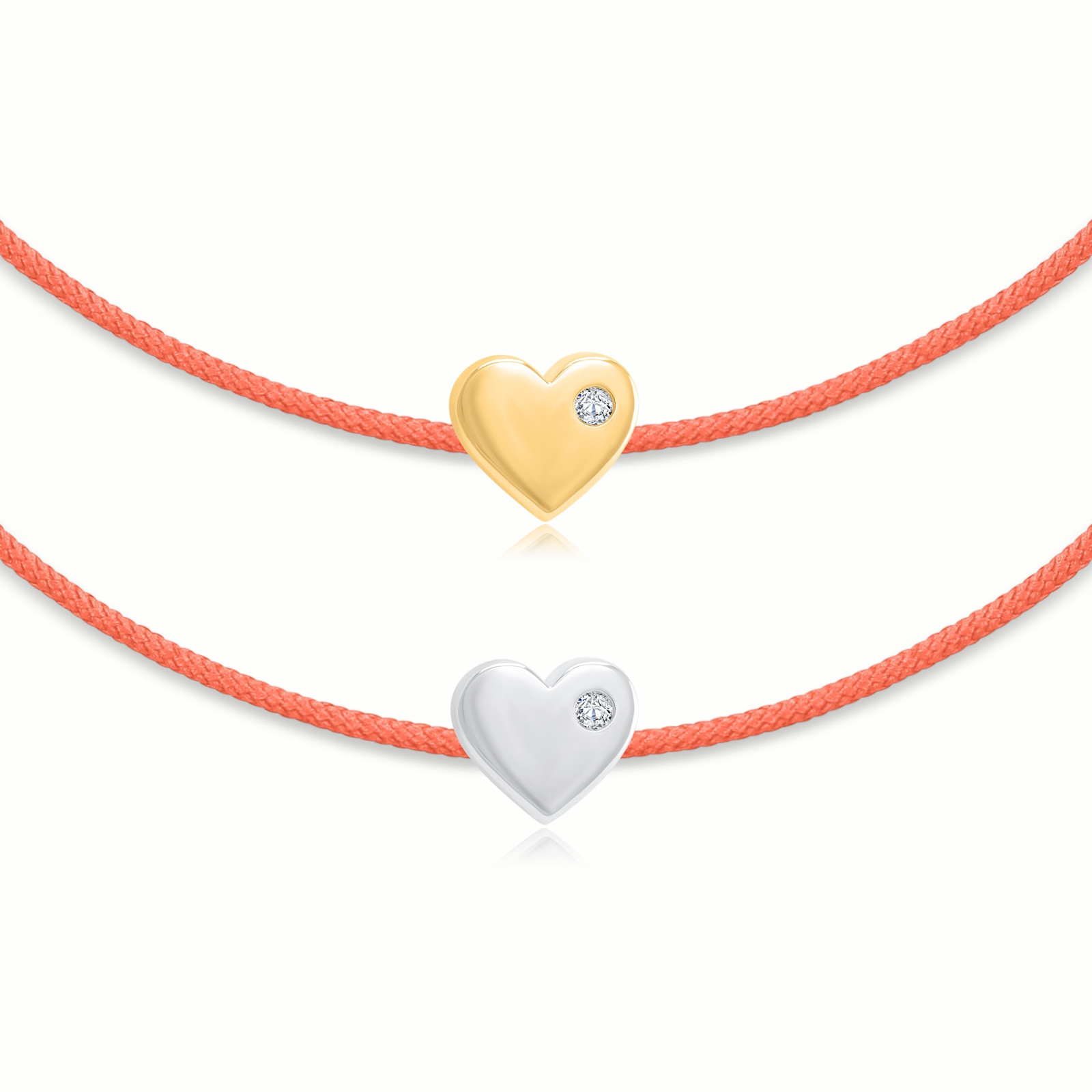 "Heart" Diamond Salmon String Bracelet