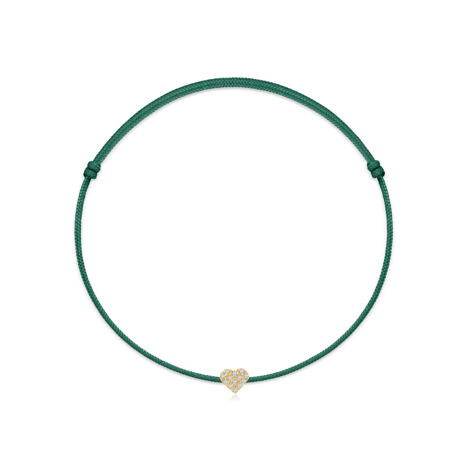 "Pavé Heart" Green Diamond String Bracelet