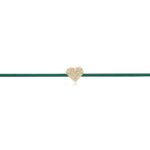 "Pavé Heart" Green Diamond String Bracelet