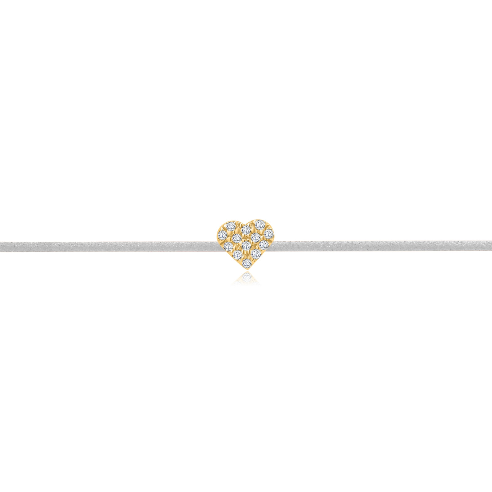 "Pavé Heart" Grey Diamond String Bracelet