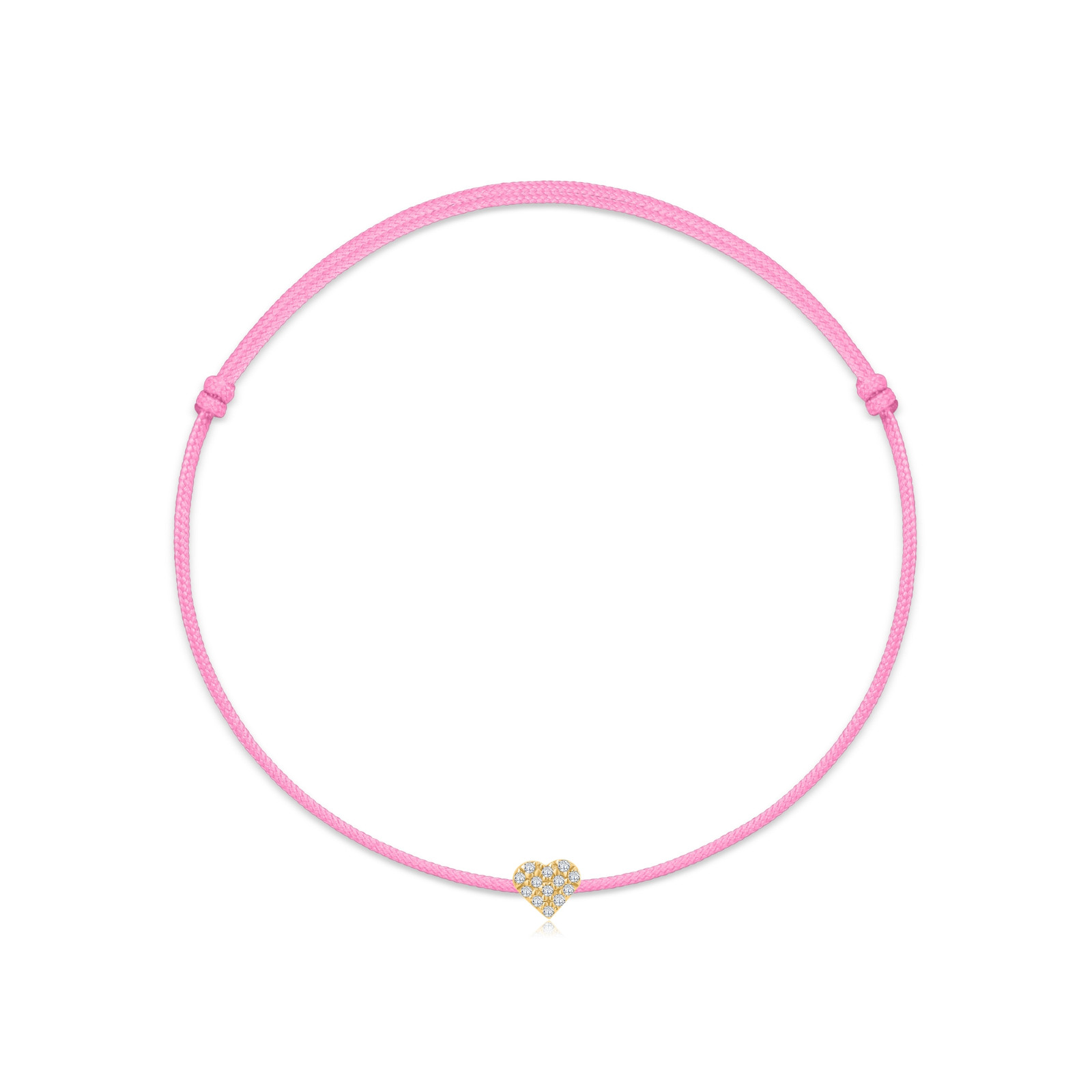 "Pavé Heart" Pink Diamond String Bracelet