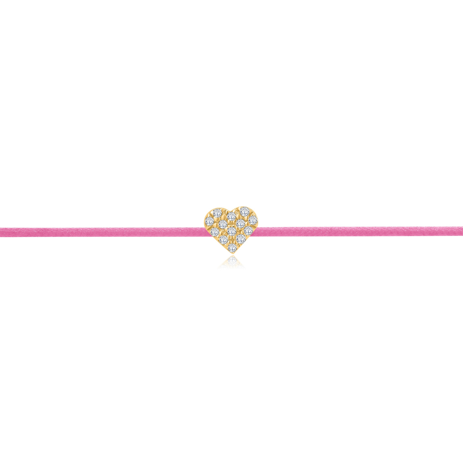 "Pavé Heart" Pink Diamond String Bracelet