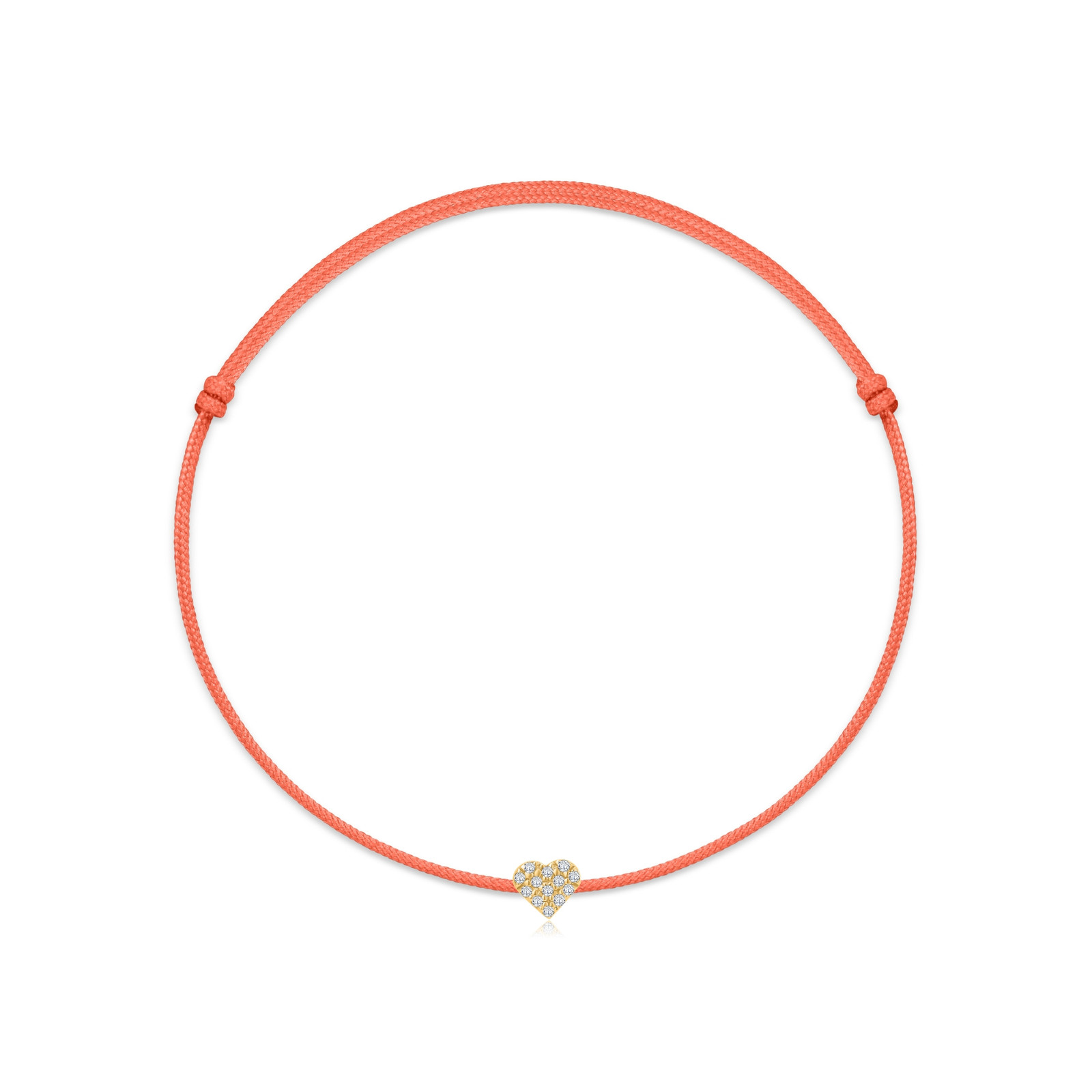"Pavé Heart" Salmon Diamond String Bracelet