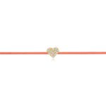 "Pavé Heart" Salmon Diamond String Bracelet