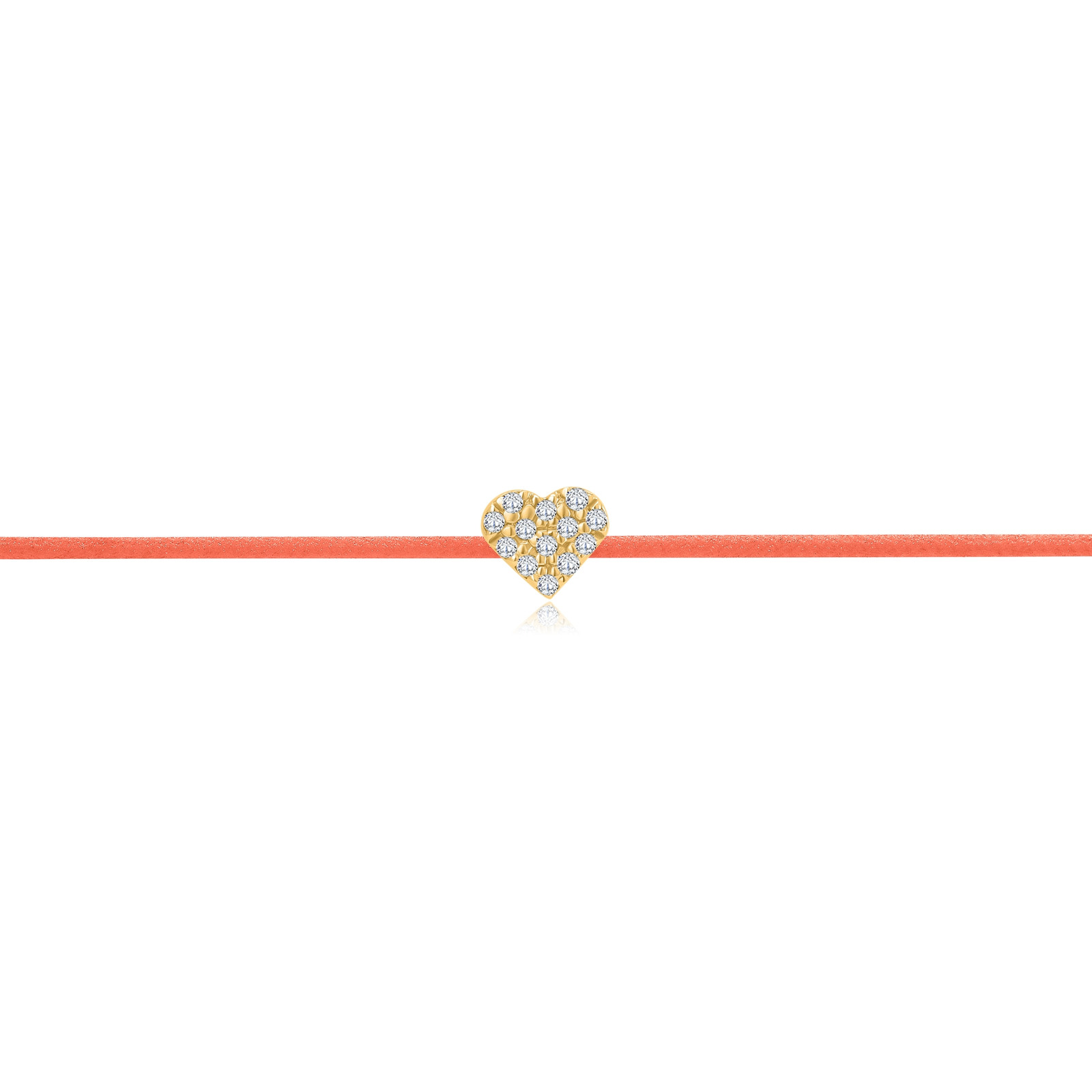 "Pavé Heart" Salmon Diamond String Bracelet