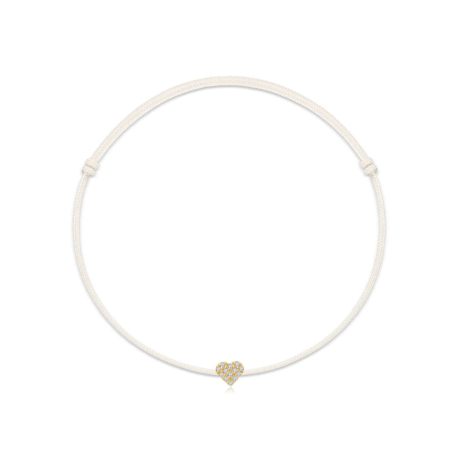 "Pavé Heart" White Diamond String Bracelet