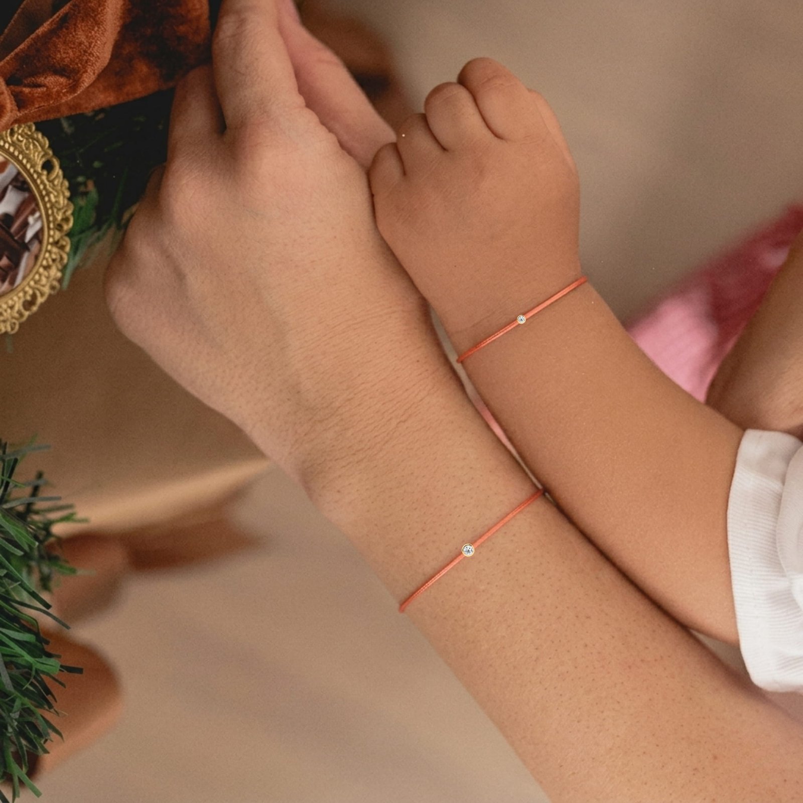 Kid's Salmon Diamond String Bracelet