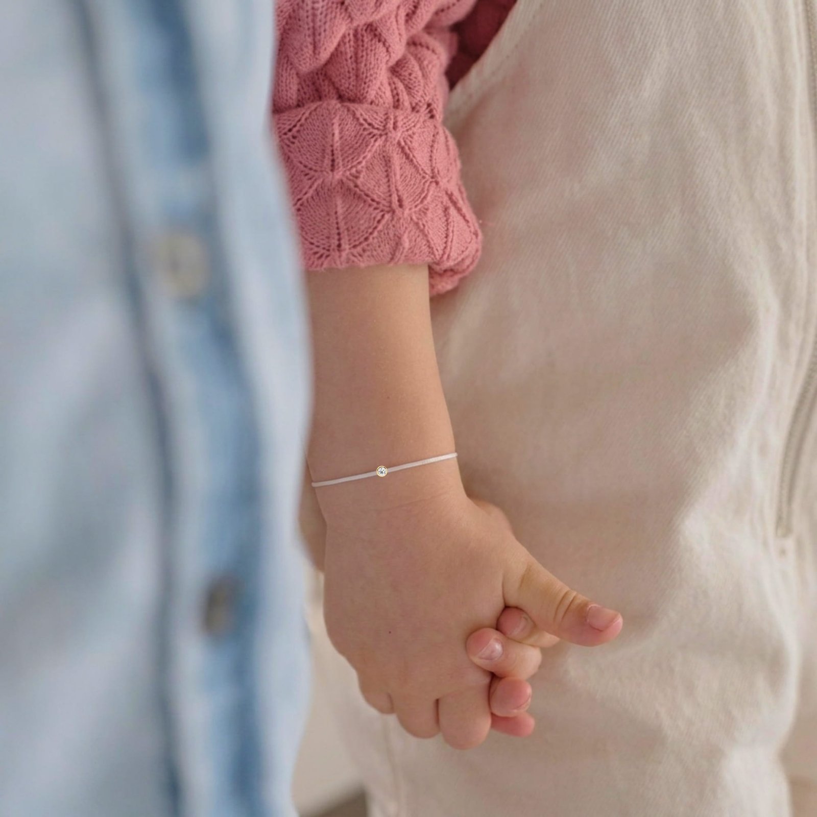 Kid's White Diamond String Bracelet