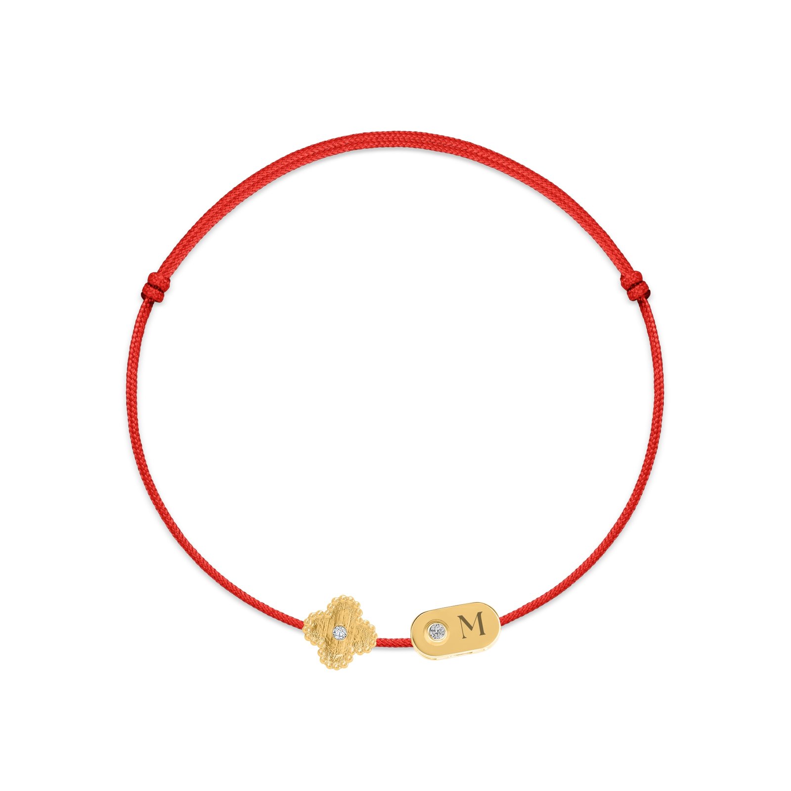 Clover & Plate Diamond String Bracelet